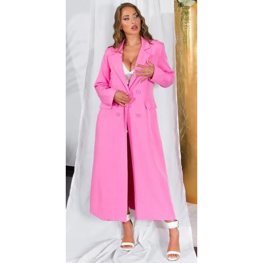 Abrigo largo rosa estilo blazer [4]