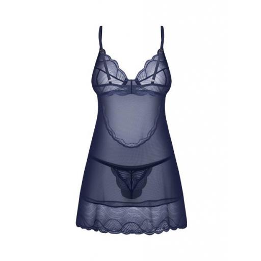 Babydoll y tanga azul medianoche [3]