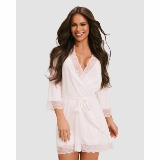 Bata Blanca novia con Encaje y Cinturón [3]