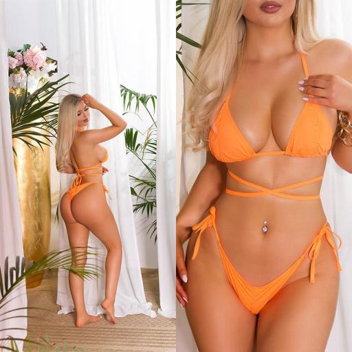 Bikini y cintas envolventes naranja [7]