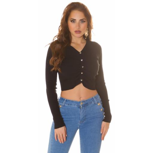 Blusa Chic negra corta con brillo [2]