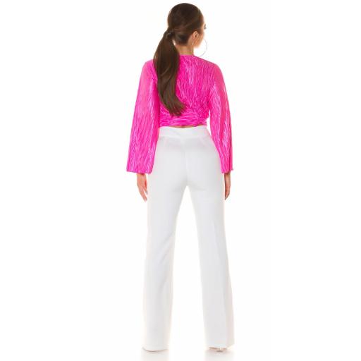 Blusa elegante manga larga y brillo rosa [3]