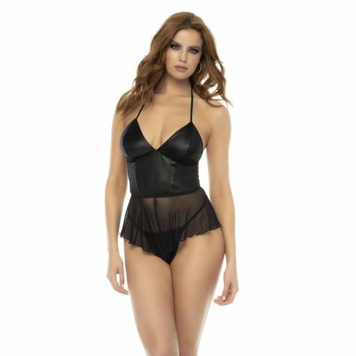 Body estilo babydoll efecto cuero negro [0]