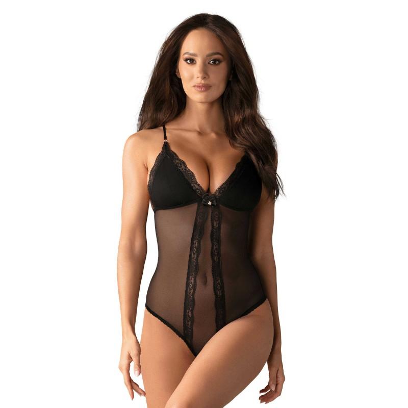 Body Negro Transparente entrepierna abierta