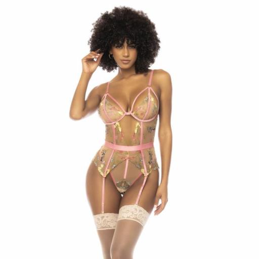 Body romantico Floral y Liguero de Lujo