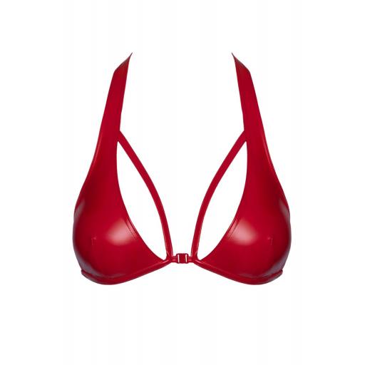 Bralette rojo diablilla efecto cuero