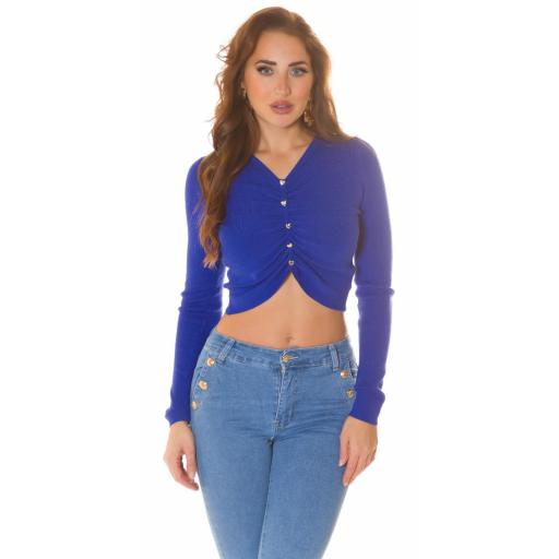 Camisa crop Azul corazones brillantes [2]