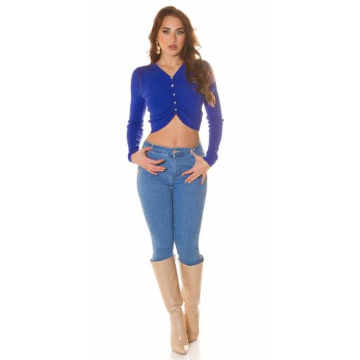 Camisa crop Azul corazones brillantes [6]