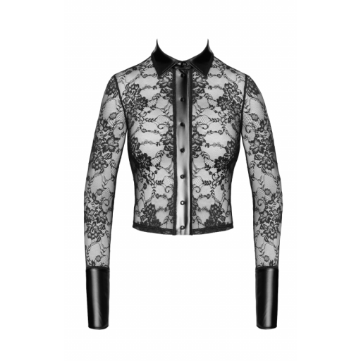 Camisa de encaje abotonada con brillo [3]