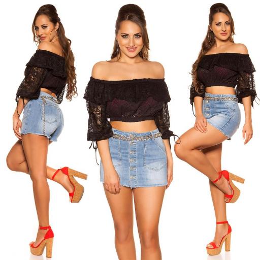 Camisa encaje negro off shoulder