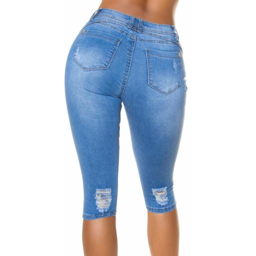 Capri jeans rotos de color azul [1]