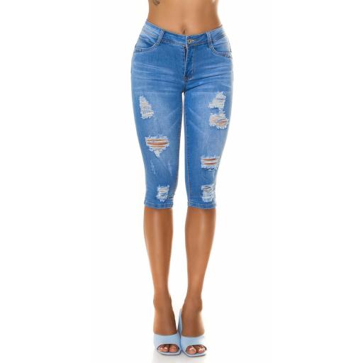 Capri jeans rotos de color azul [4]