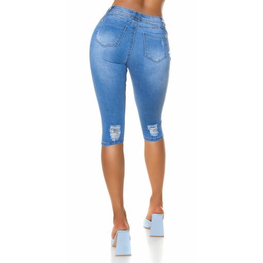 Capri jeans rotos de color azul [5]