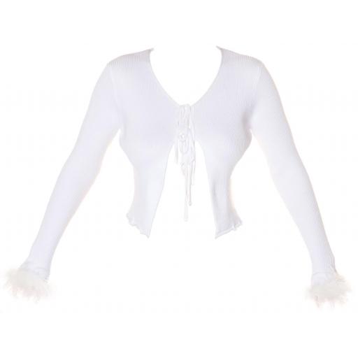 Cárdigan blanco con lazada frontal [12]