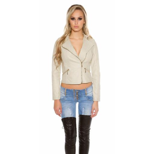 Chaqueta estilo motero asimétrica beige [5]