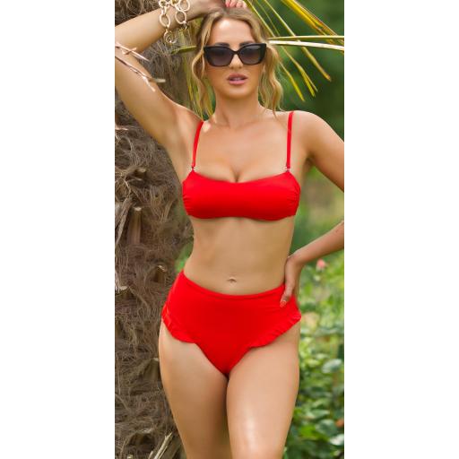Conjunto bikini cintura alta rojo [6]