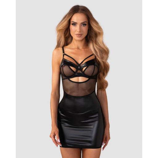 Conjunto de babydoll y tanga efecto piel