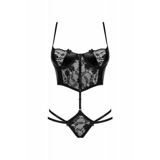 Conjunto de encaje negro y efecto látex [9]