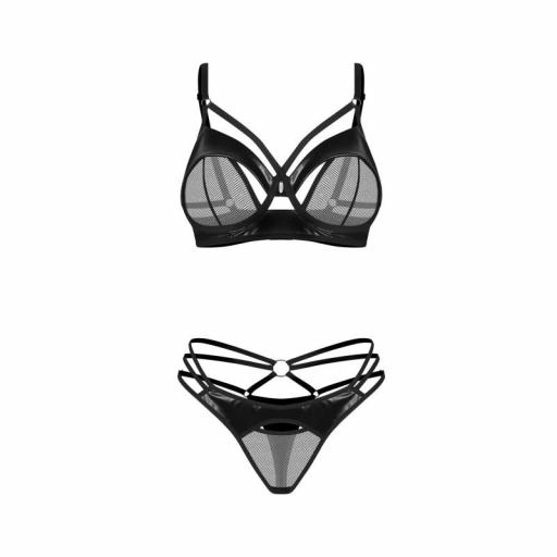 Conjunto negro efecto cuero sensual [4]