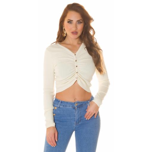 Crop top manga larga chic crema [2]