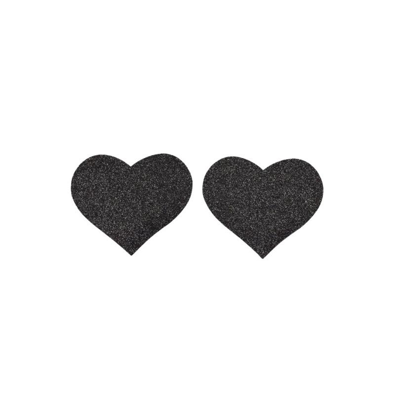Cubrepezones Corazón brillo negro