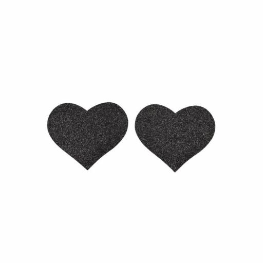 Cubrepezones Corazón brillo negro