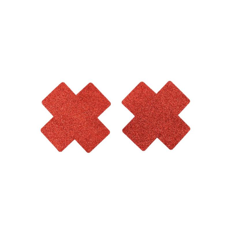 Cubrepezones Cruz brillo rojo
