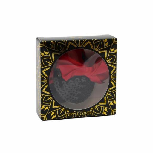 Cubrepezones negros con lazo rojo [5]
