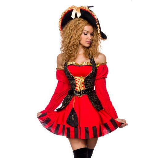 Disfraz de la mujer pirata premium rojo