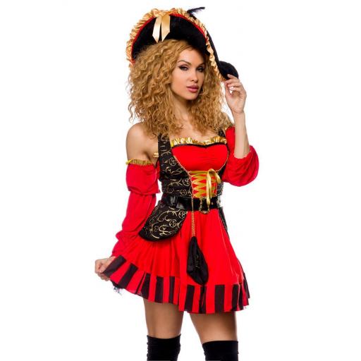 Disfraz de la mujer pirata premium rojo [1]