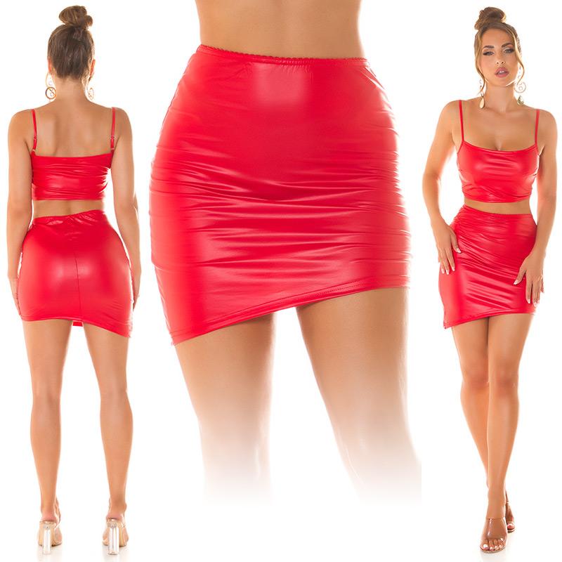 Falda roja efecto piel - Aloha Moda