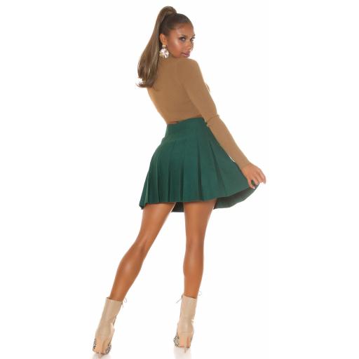 Falda estilo patinadora y pliegues verde [7]