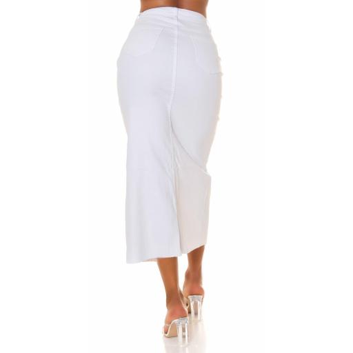 Falda midi Jeans con pedrería blanco [1]
