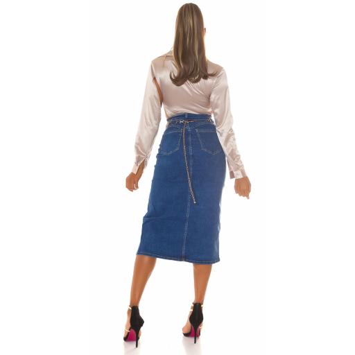 Falda midi vaquera azul de cintura alta [5]