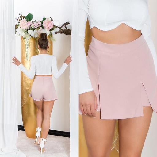 Falda short casual cintura alta rosa [7]