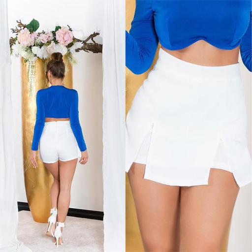 Falda short cintura alta blanco [7]