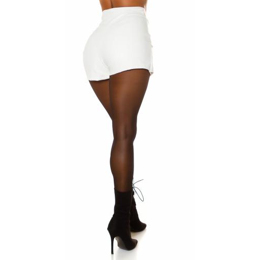 Falda short polipiel cintura alta blanco [3]