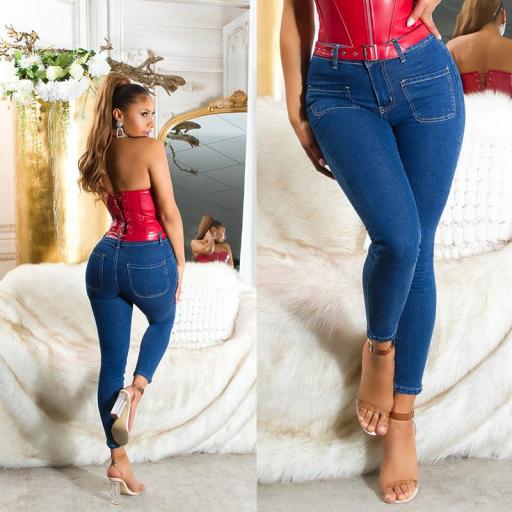 Jeans azul skinny de cintura alta  [14]