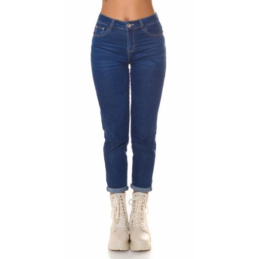 Jeans básico de cintura alta azul [4]