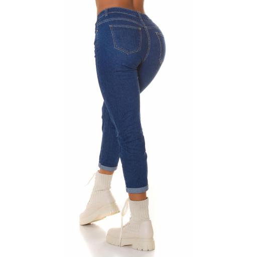 Jeans básico de cintura alta azul [1]