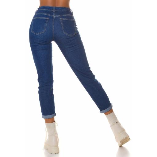 Jeans básico de cintura alta azul [3]