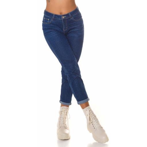 Jeans básico de cintura alta azul [2]