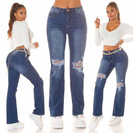 Jeans Bootcut azul cintura alta rotos