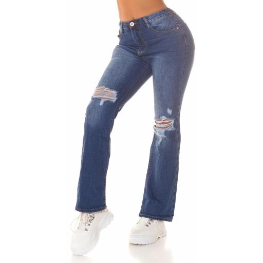 Jeans Bootcut azul cintura alta rotos [2]