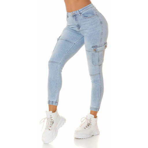 Jeans cargo azul cintura alta [4]