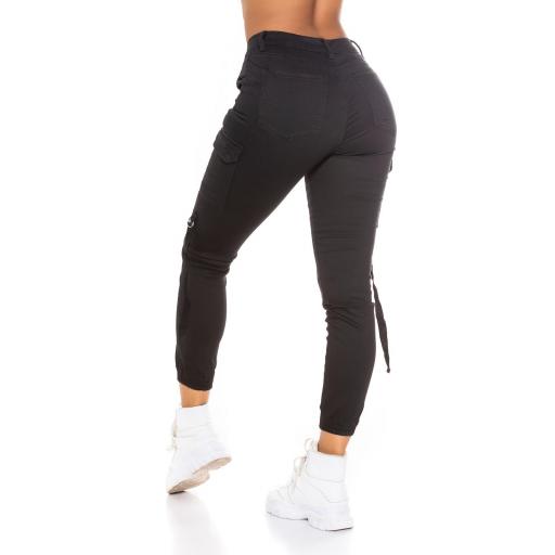Jeans cargo cintura alta negro [6]