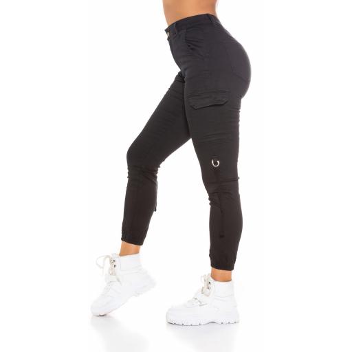 Jeans cargo cintura alta negro [2]