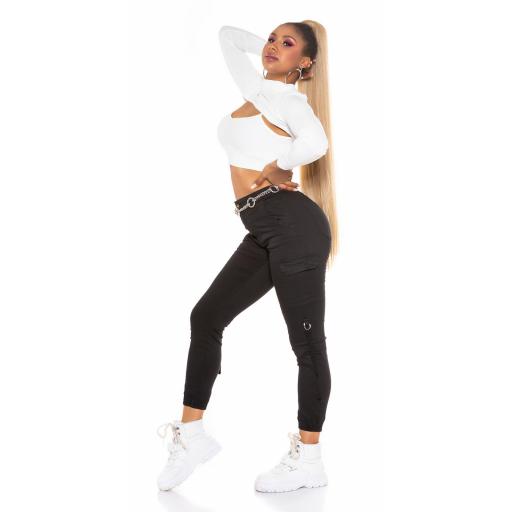 Jeans cargo cintura alta negro [7]