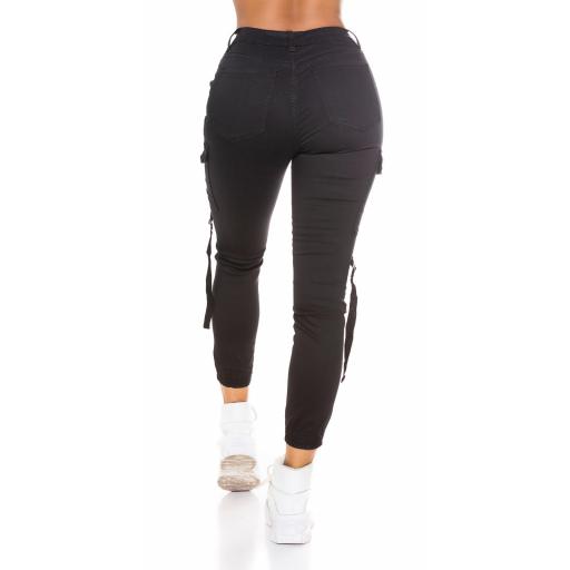 Jeans cargo cintura alta negro [3]