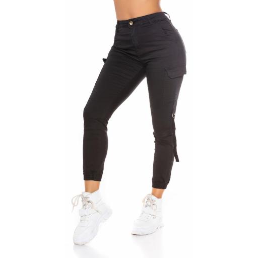 Jeans cargo cintura alta negro [4]